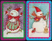 snowman holiday bridge game playing cards
